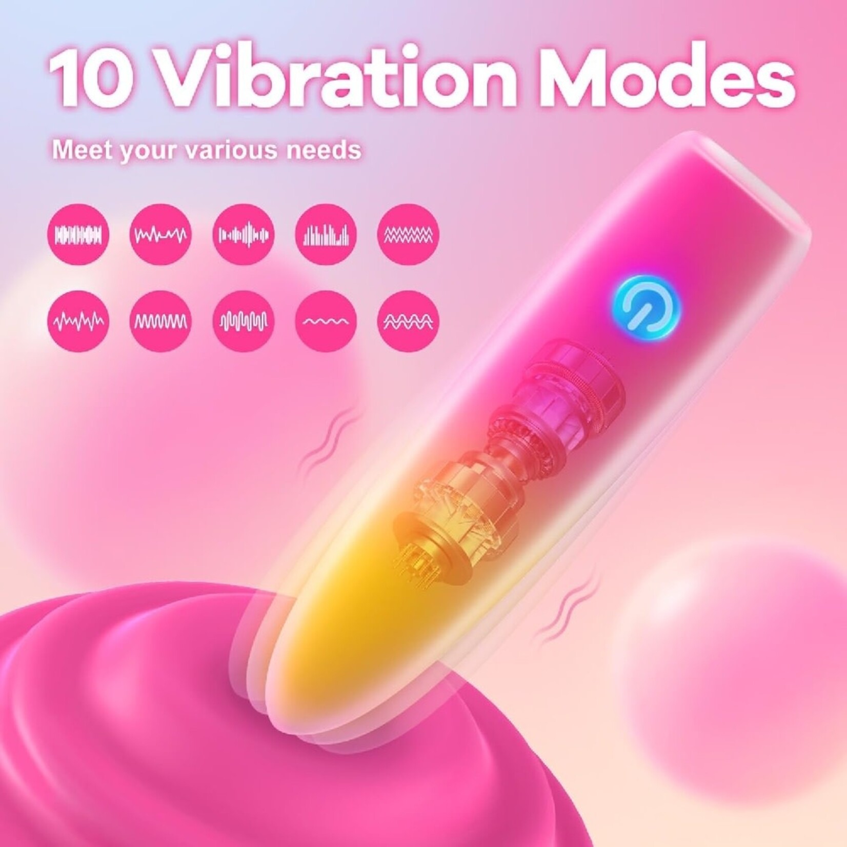 PASSION PLACE 10-SPEED MULTICOLOR RECHARGEABLE SILICONE BULLET VIBRATOR WITH USB MAGNETIC CHARGING