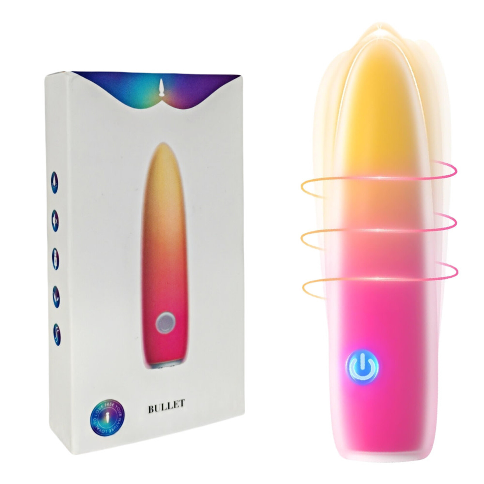 PASSION PLACE 10-SPEED MULTICOLOR RECHARGEABLE SILICONE BULLET VIBRATOR WITH USB MAGNETIC CHARGING