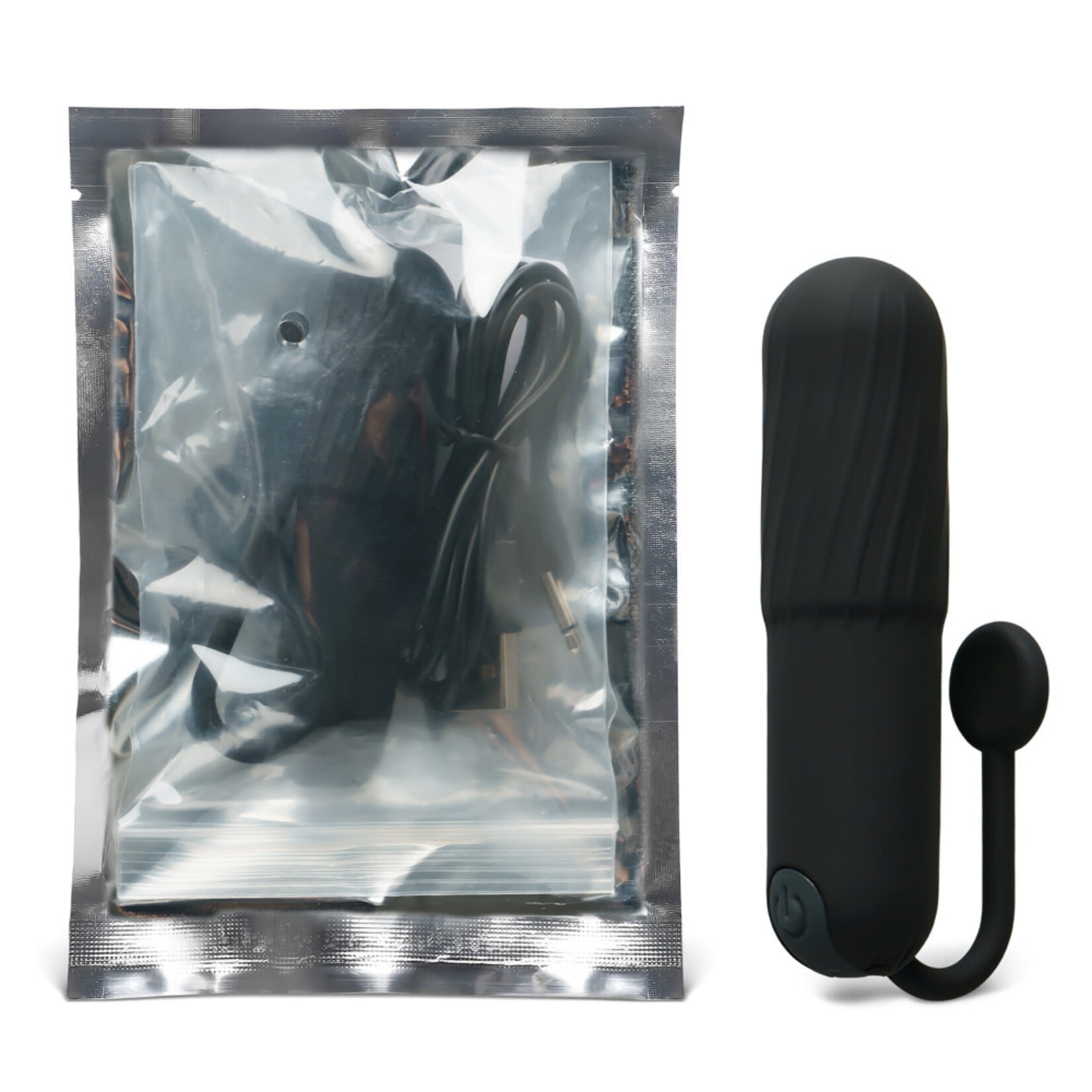 PASSION PLACE BLACK 10-SPEED RECHARGEABLE VIBRATING BULLET WITH SILICONE GRIP HANDLE