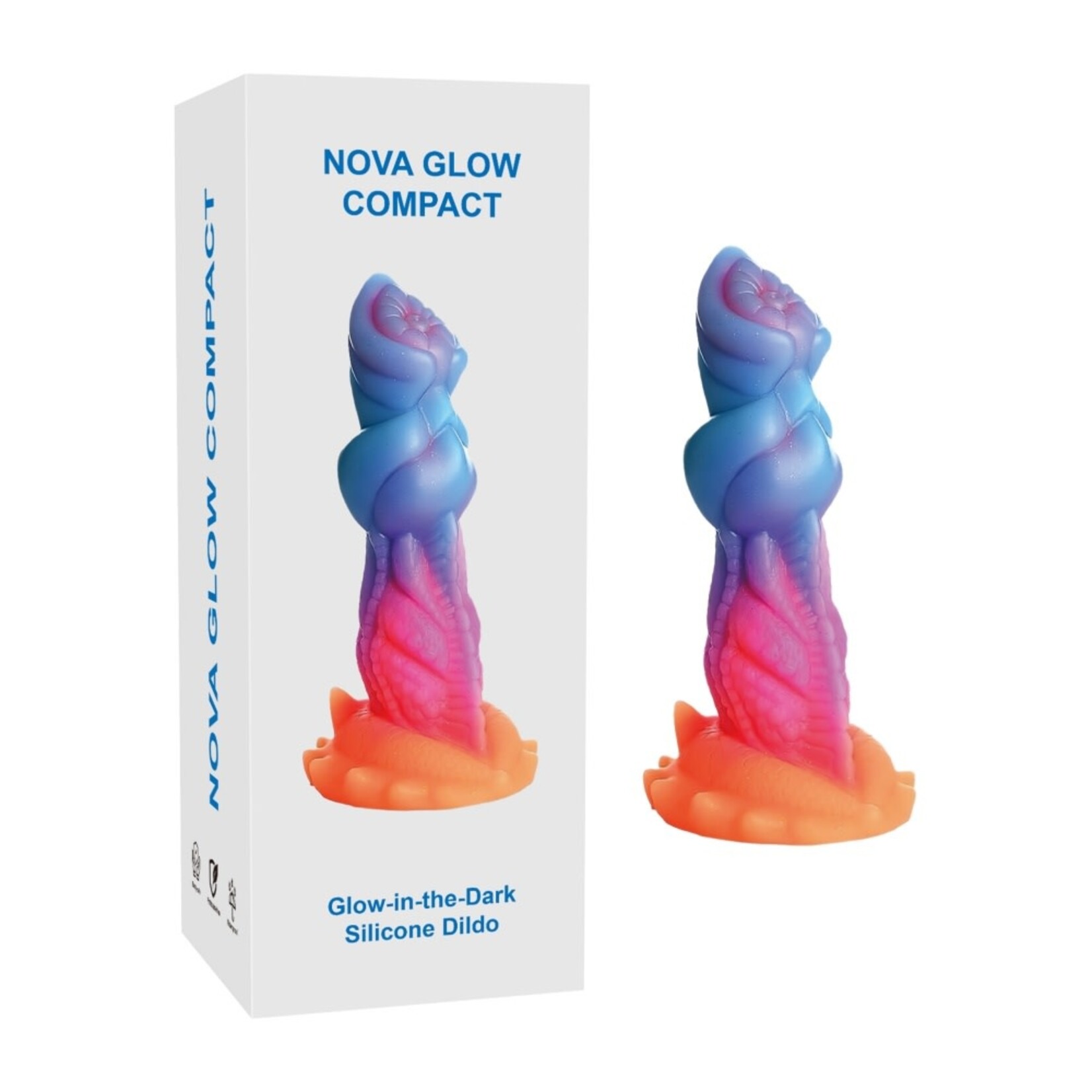 PASSION PLACE 7.49" MULTICOLOR GLOW-IN-THE-DARK TEXTURED ALIEN DESIGN FANTASY SILICONE DILDO WITH SUCTION BASE