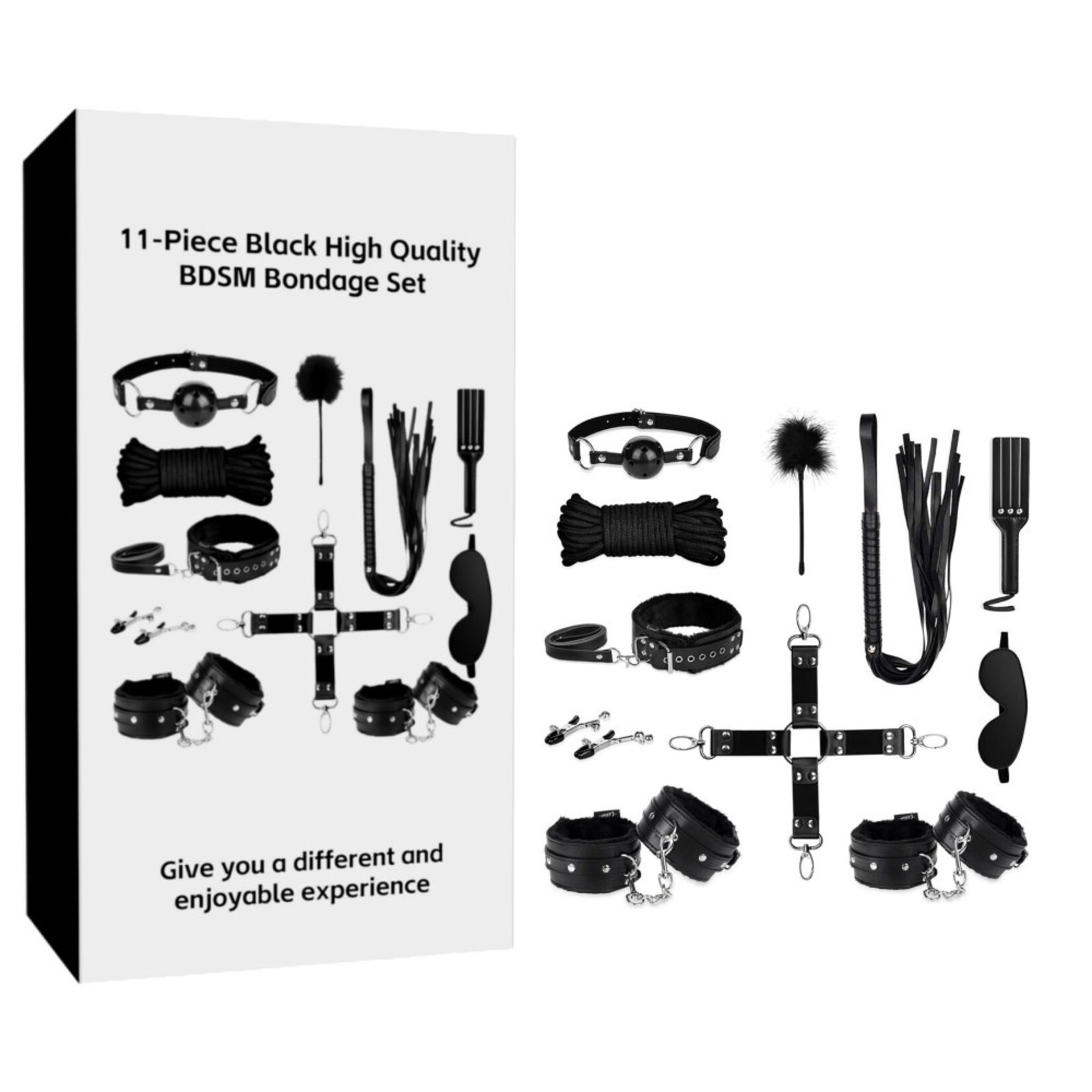 PASSION PLACE 11-PIECE BLACK HIGH QUALITY BDSM BONDAGE SET