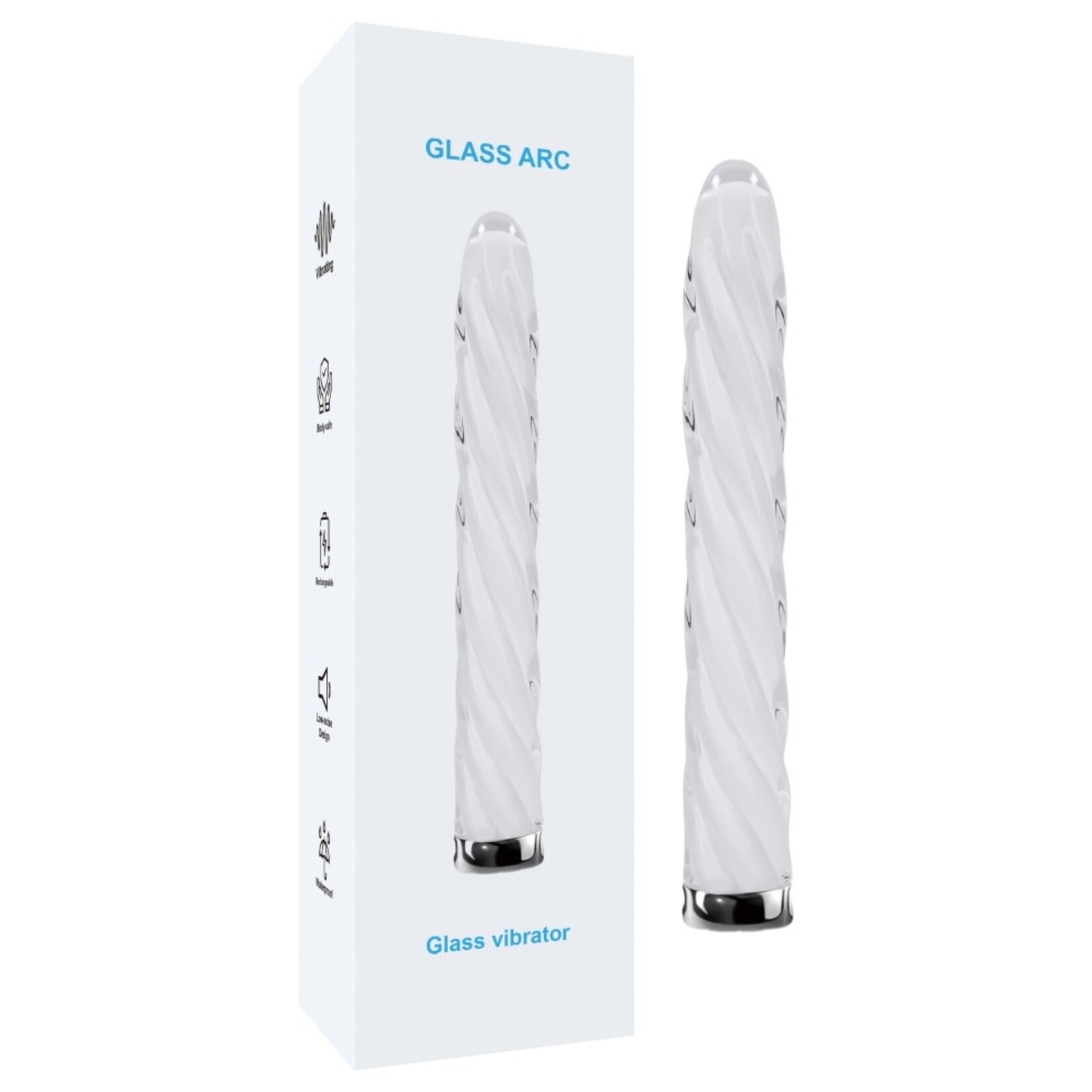 PASSION PLACE 7.09 INCH 10-MODE WHITE RECHARGEABLE WATERPROOF GLASS VIBRATOR
