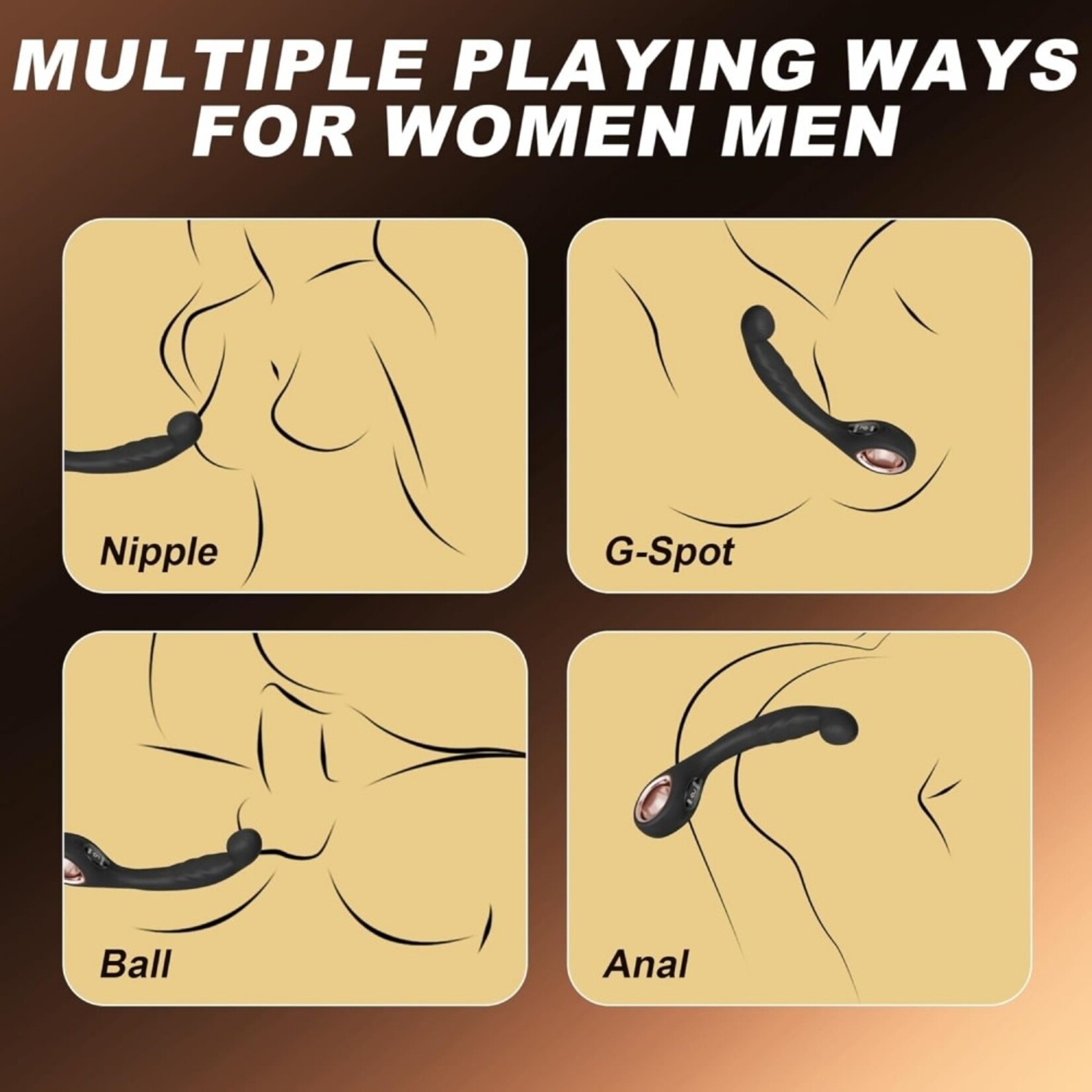 PASSION PLACE 8.08" BLACK RECHARGEABLE SILICONE G-SPOT VIBRATOR - 9 VIBRATING MODES CURVED PRESSURE-TIP DESIGN