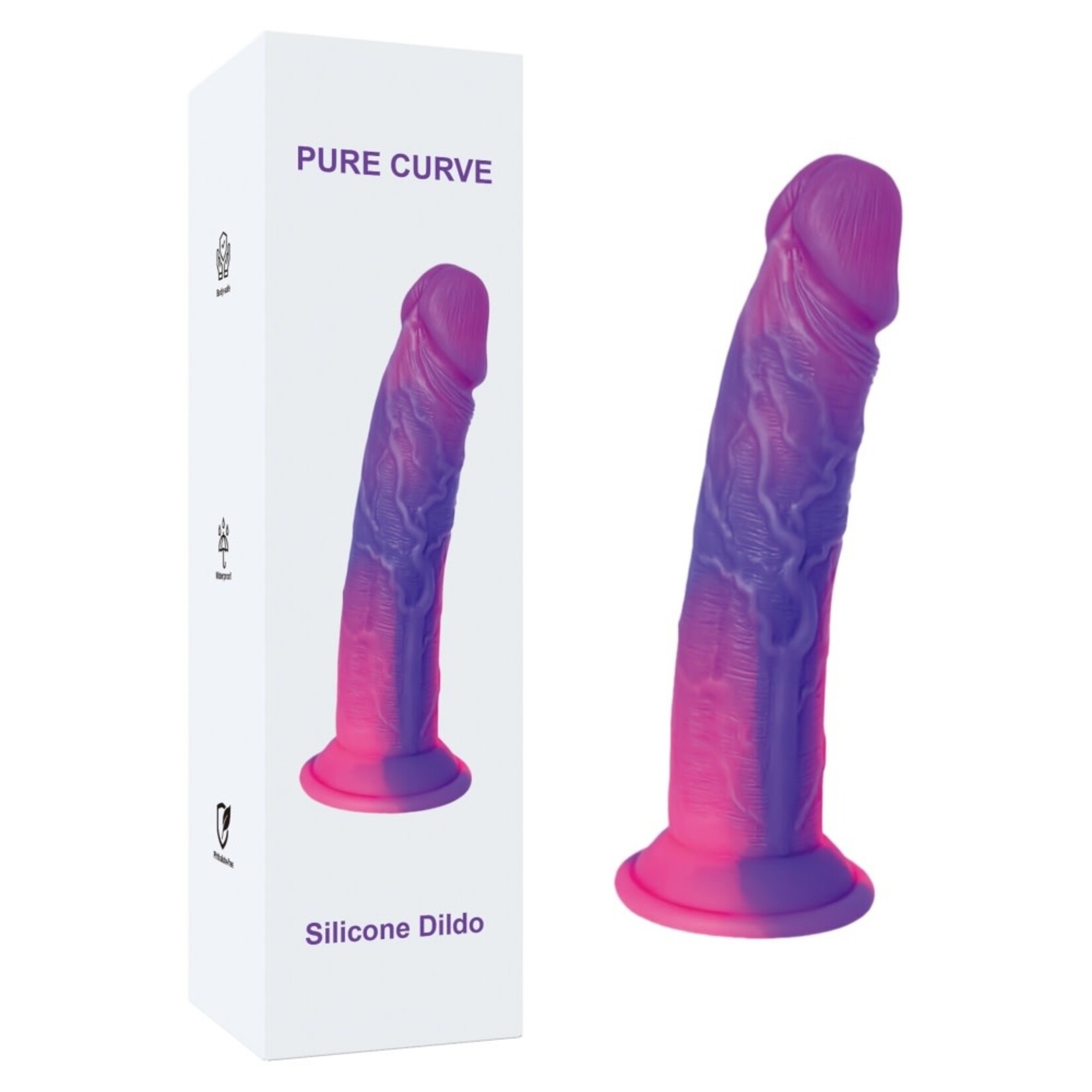 PASSION PLACE 7.88" PURPLE & MAGENTA SILICONE DILDO - WATERPROOF, BODY-SAFE