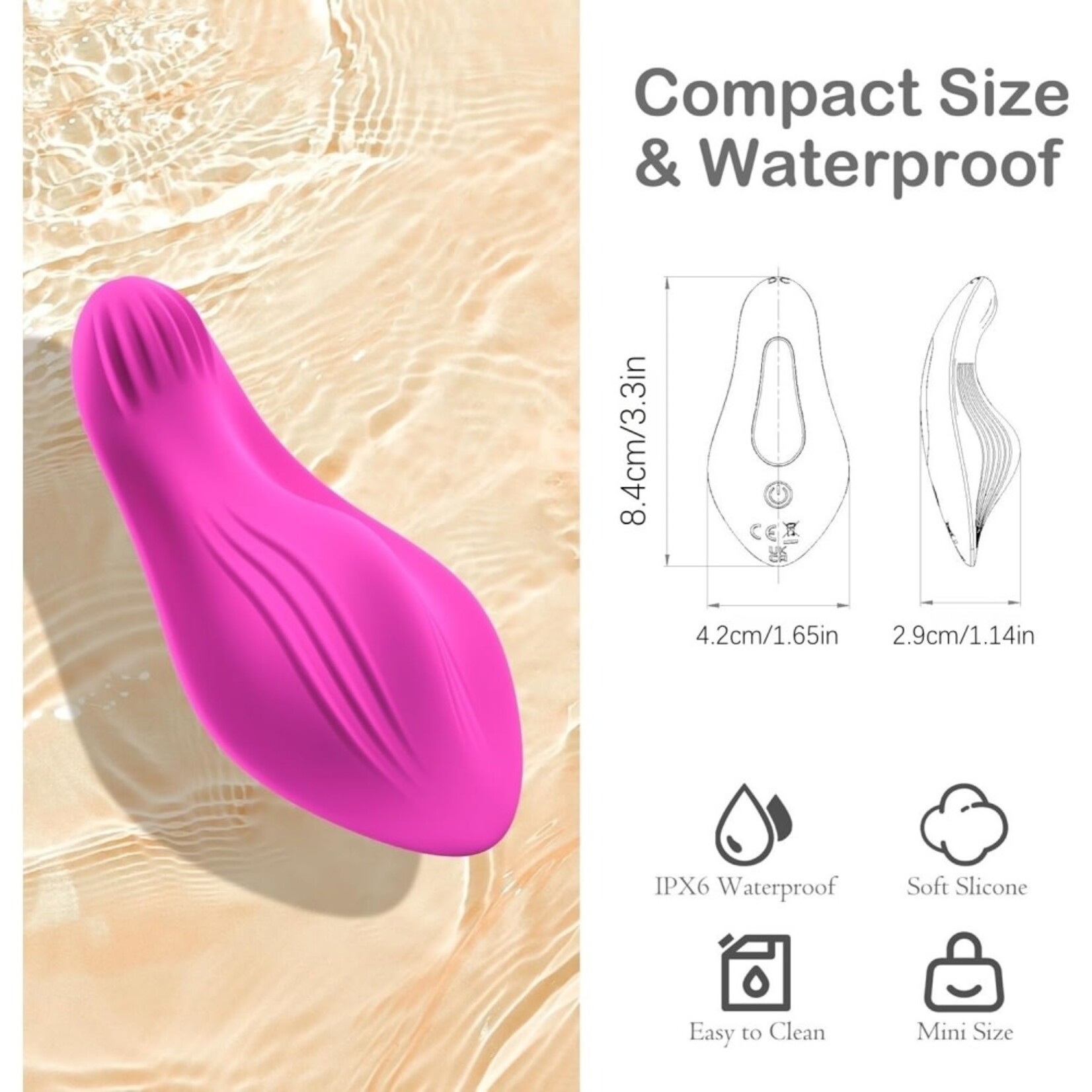 PASSION PLACE 9 MODES MAGENTA WATERPROOF RECHARGEABLE SILICONE WEARABLE PANTY VIBRATOR WITH APP CONTROL