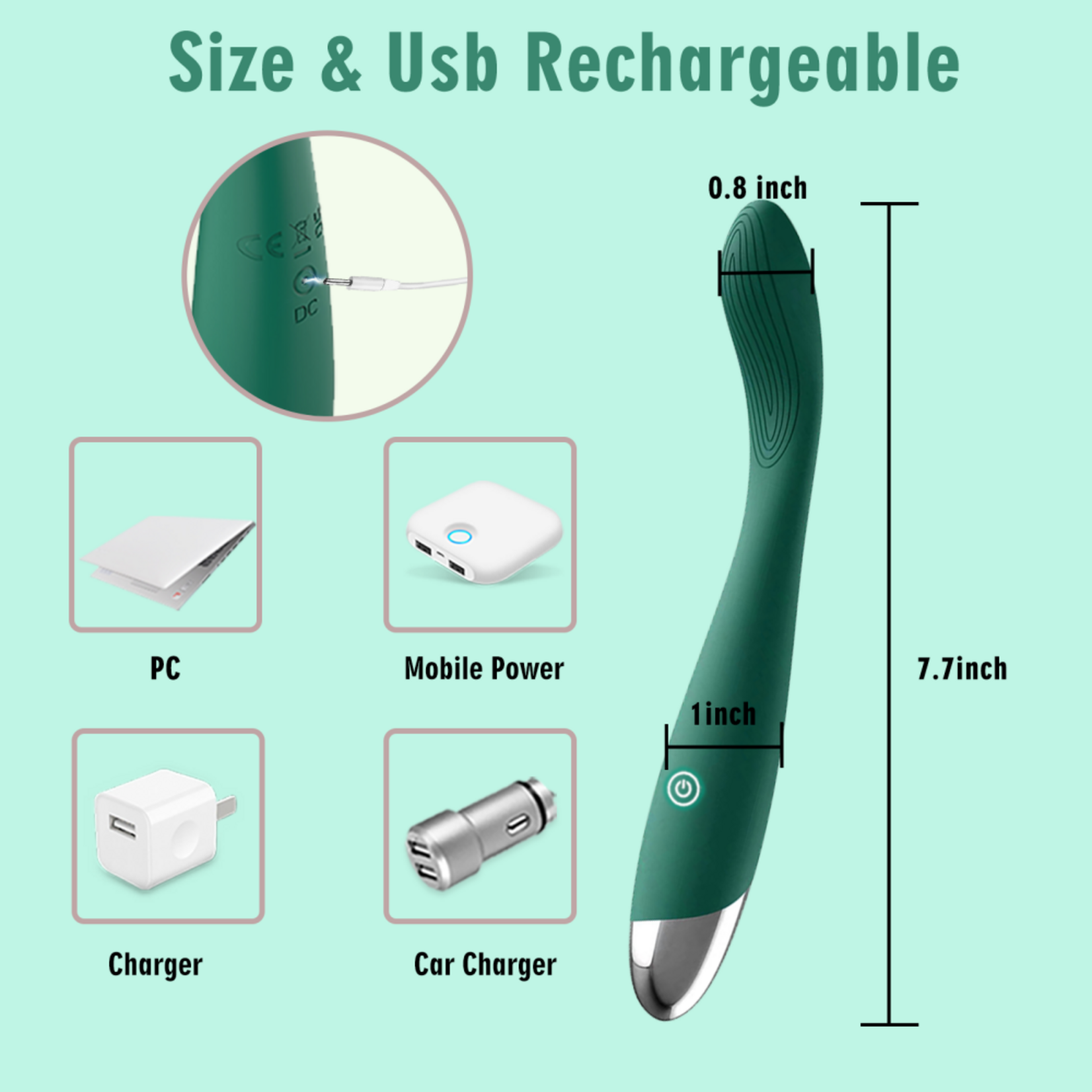PASSION PLACE 10-SPEED GREEN RECHARGEABLE SILICONE CLITORAL G-SPORT VIBRATOR