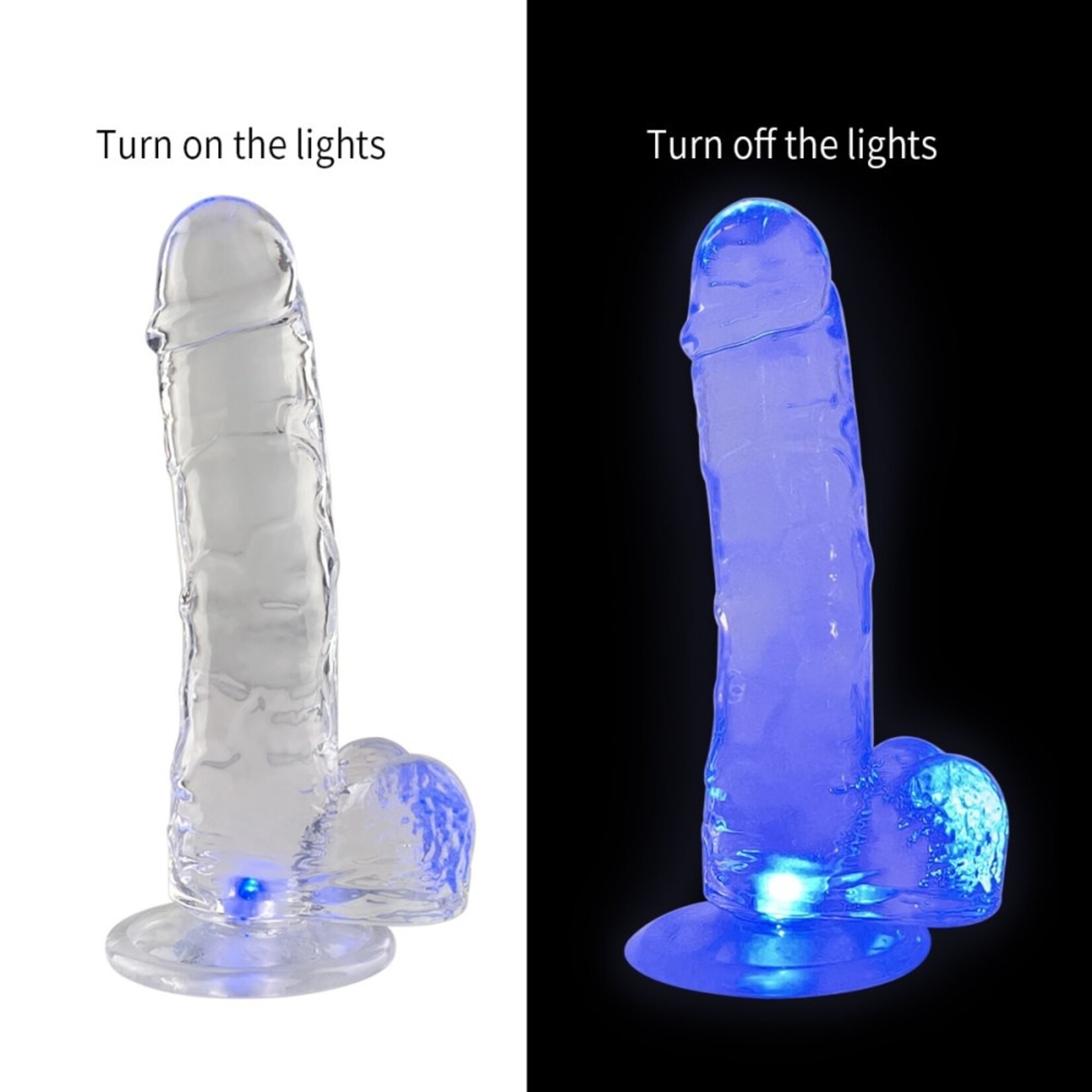 PASSION PLACE 7.29" CLEAR LIGHT-UP TPE DILDO (NO VIBRATION)