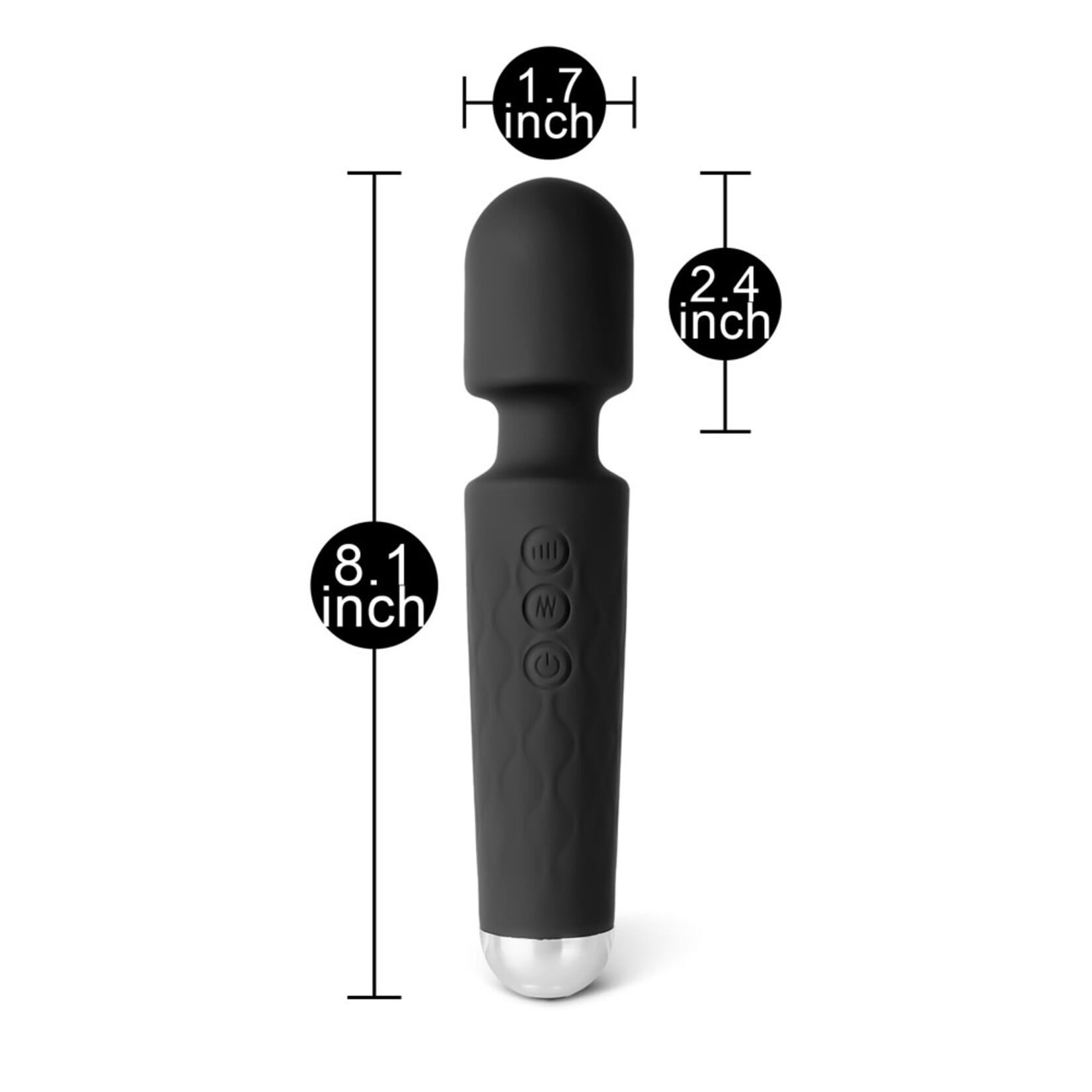 PASSION PLACE 20-SPEED BLACK SILICONE RECHARGEABLE MAGIC WAND MASSAGER