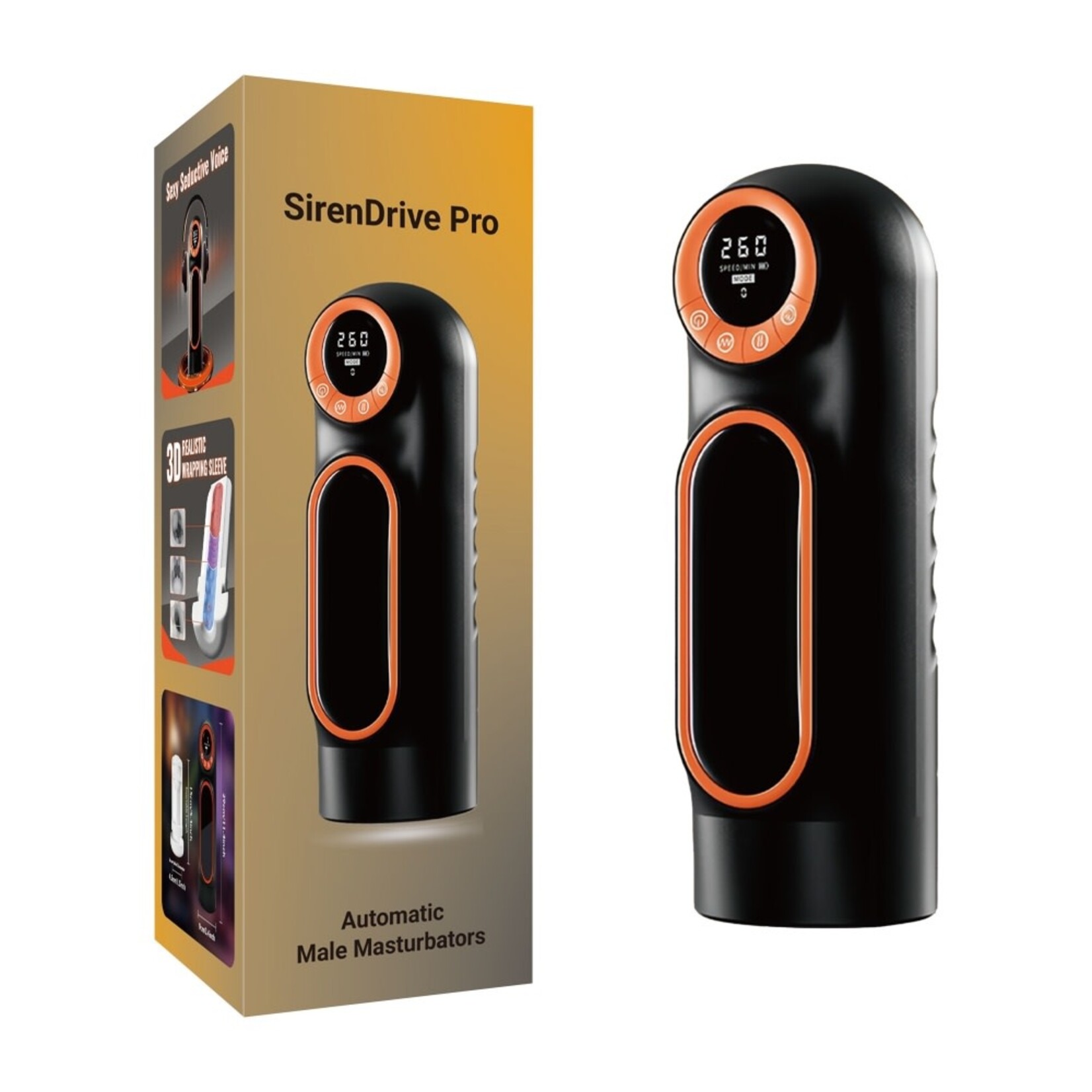 PASSION PLACE 10-SPEED SUCKING, THRUSTING & VIBRATING WATERPROOF AUTOMATIC MALE MASTURBATORS IN BLACK WITH SOUND EFFECTS