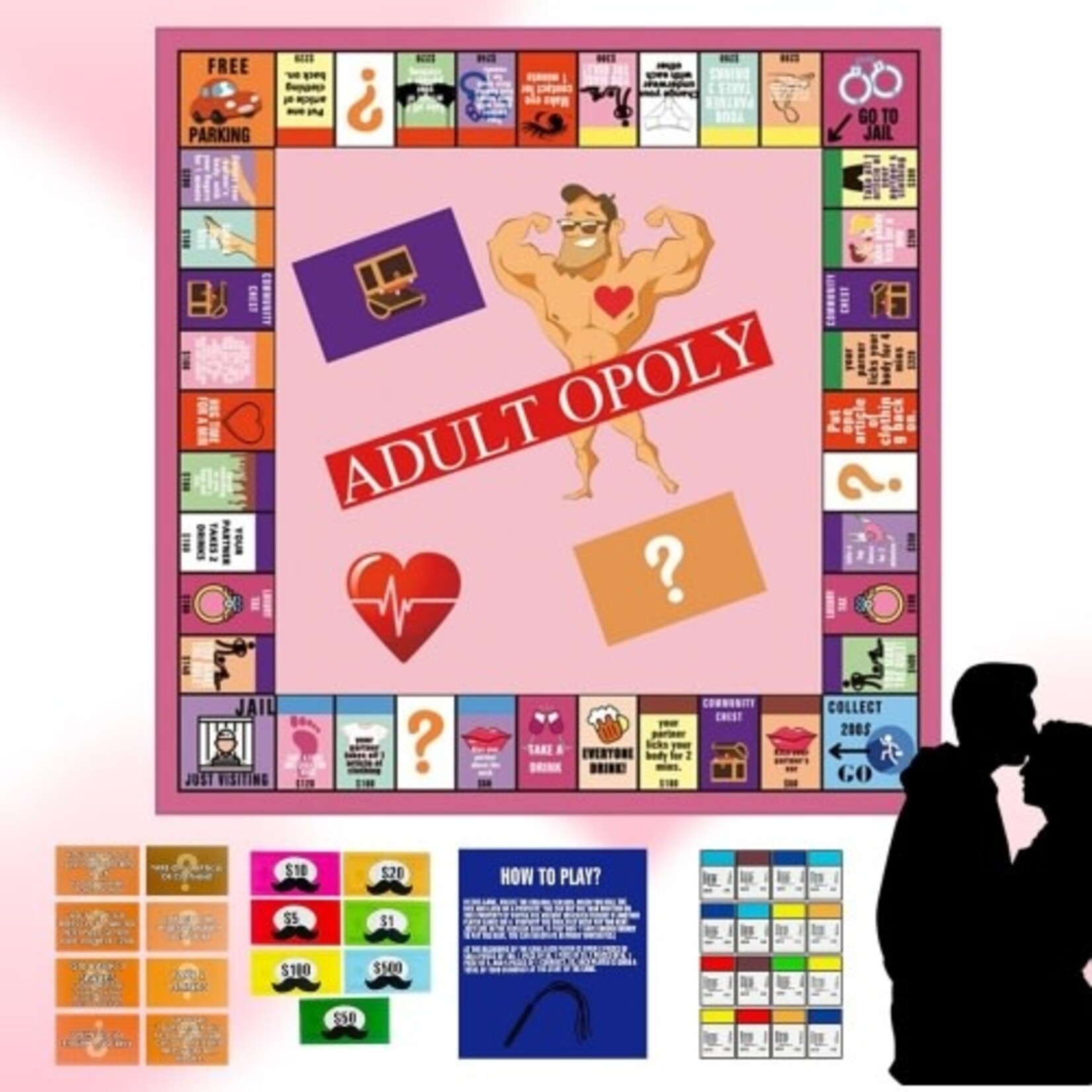 PASSION PLACE ADULTOPOLY COUPLE BOARD GAME - 50X50CM PLAY MAT WITH DICE & 4 PLAYER PIECES