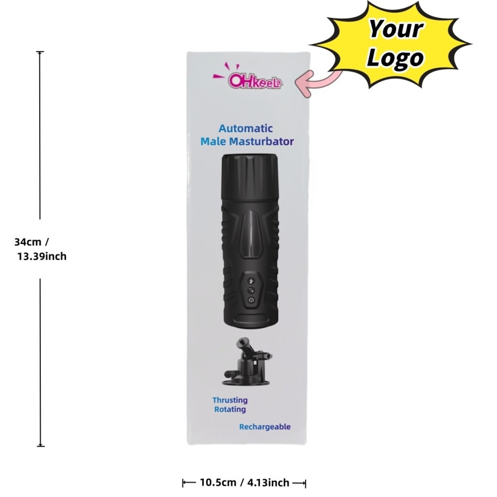 PASSION PLACE 7-SPEED BLACK RECHARGEABLE MASTURBATOR WITH THRUSTING & ROTATING FUNCTIONS