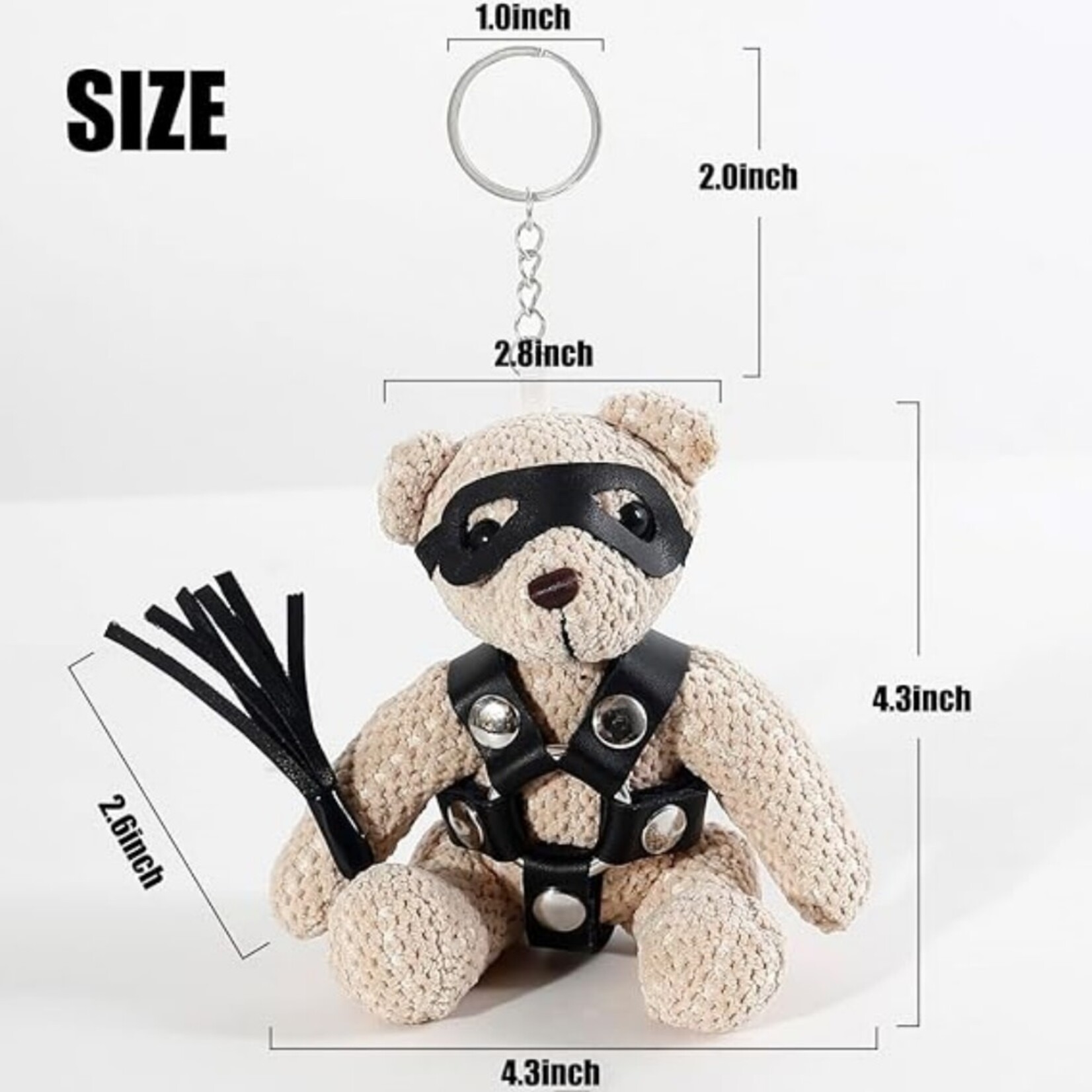 PASSION PLACE BDSM TEDDY BEAR KEYCHAIN WITH MASK, WHIP & BONDAGE OUTFIT