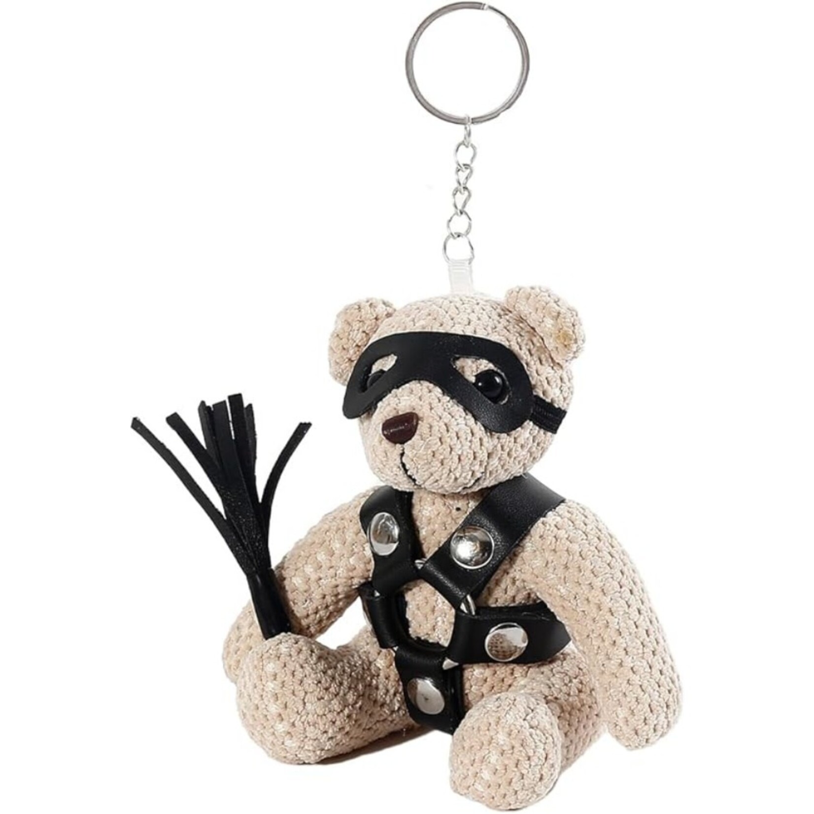PASSION PLACE BDSM TEDDY BEAR KEYCHAIN WITH MASK, WHIP & BONDAGE OUTFIT