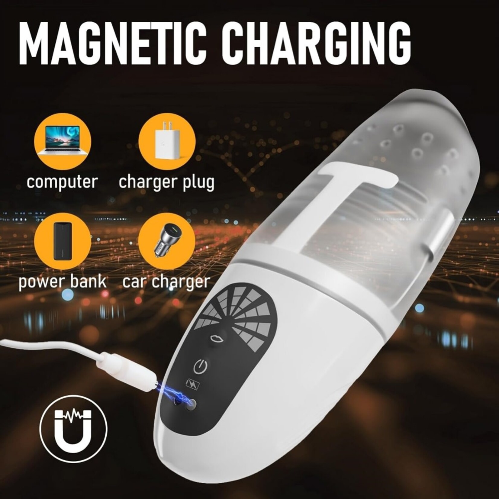 PASSION PLACE VIBRATING & BITING MALE STROKER - 8 MODES, RECHARGEABLE AND WATERPROOF DESIGN