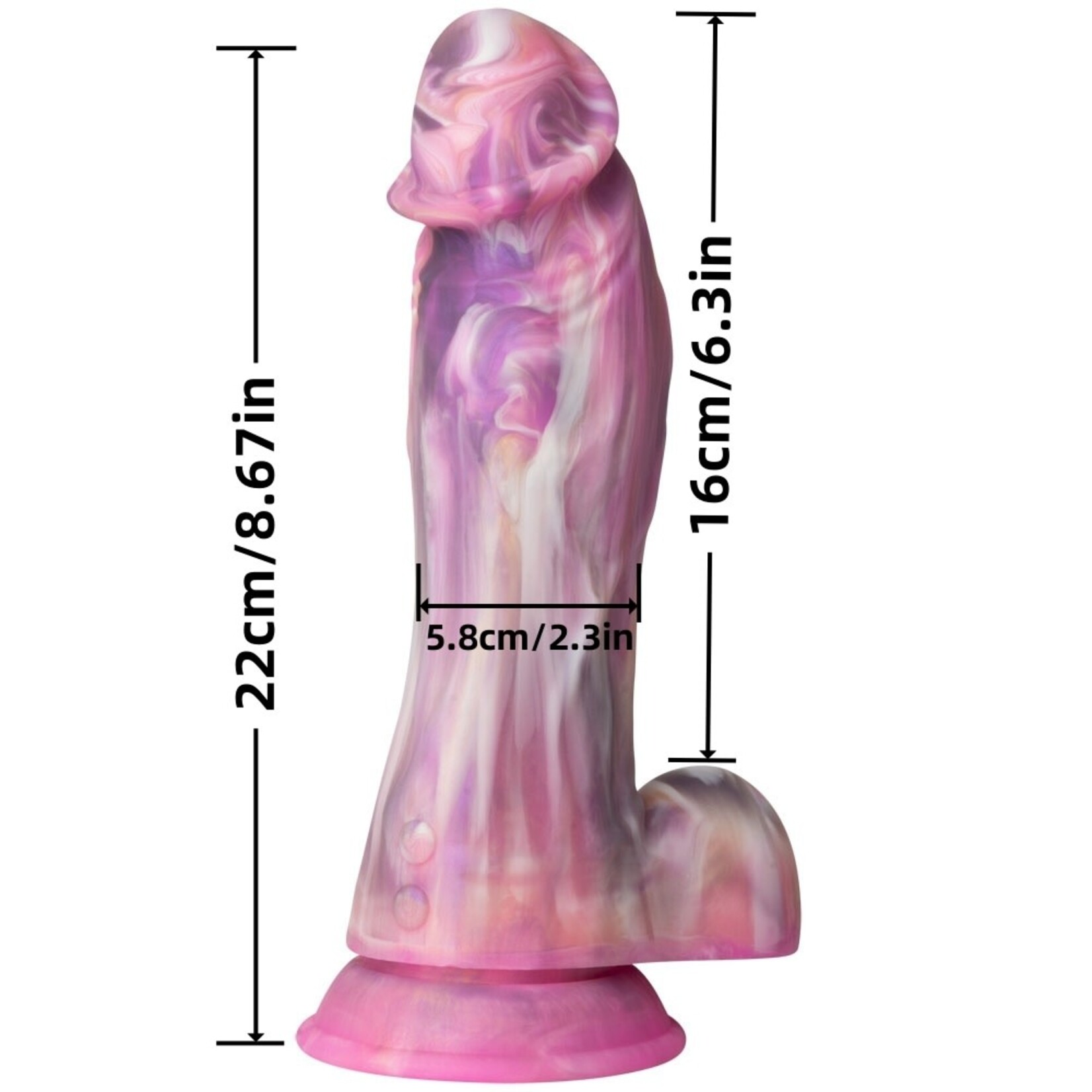 PASSION PLACE 8.67 INCH 8-MODE MULTICOLOR REMOTE-CONTROLLED VIBRATING SILICONE DILDO WITH STRONG SUCTION CUP
