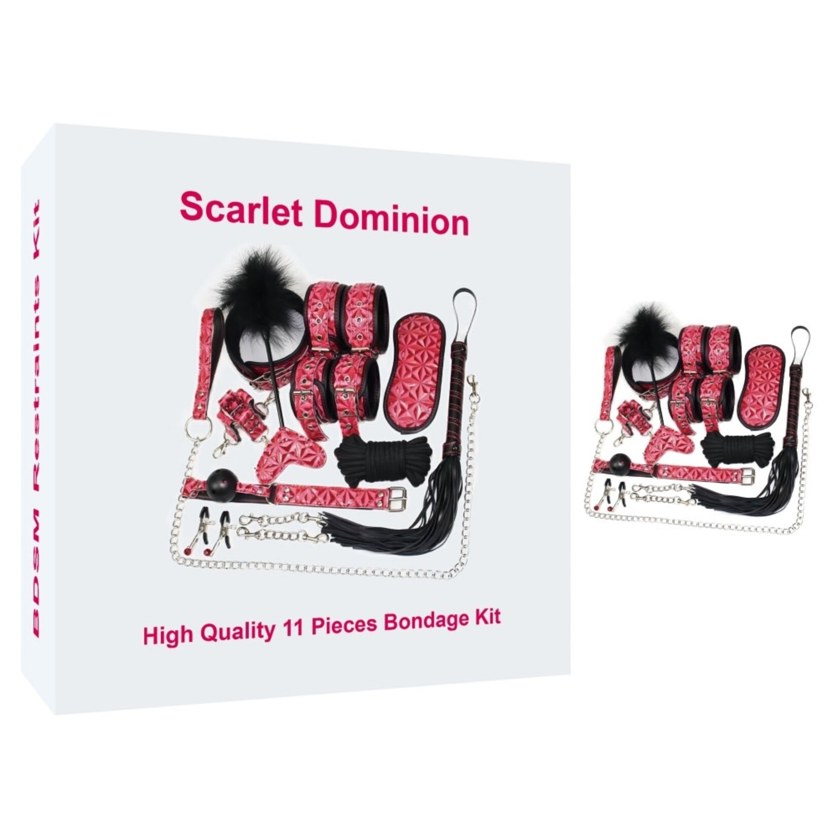 PASSION PLACE 11-PIECE BLACK & RED HIGH QUALITY BDSM BONDAGE KIT