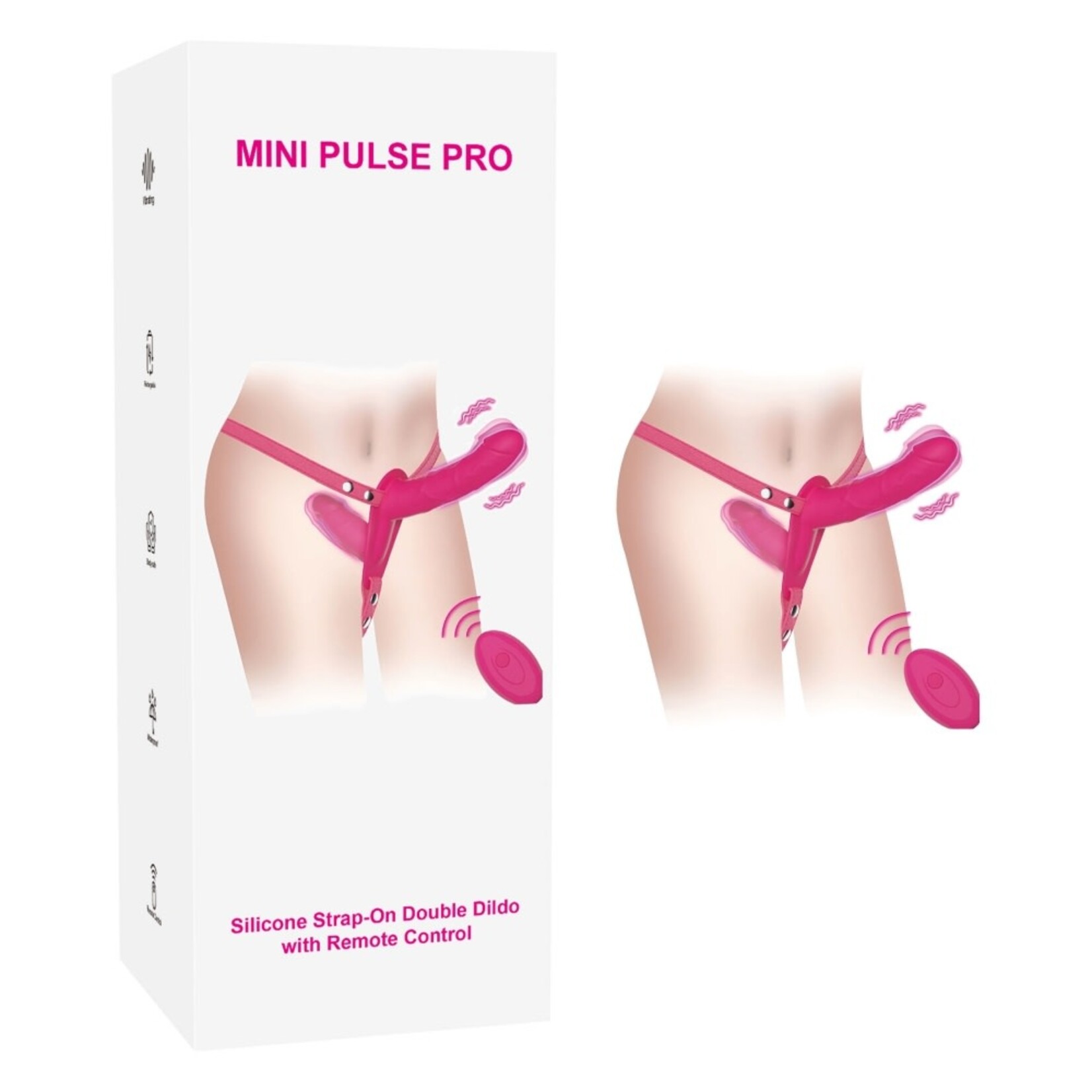 PASSION PLACE 10-MODE MAGENTA RECHARGEABLE WATERPROOF SILICONE STRAP-ON DOUBLE DILDO WITH REMOTE CONTROL