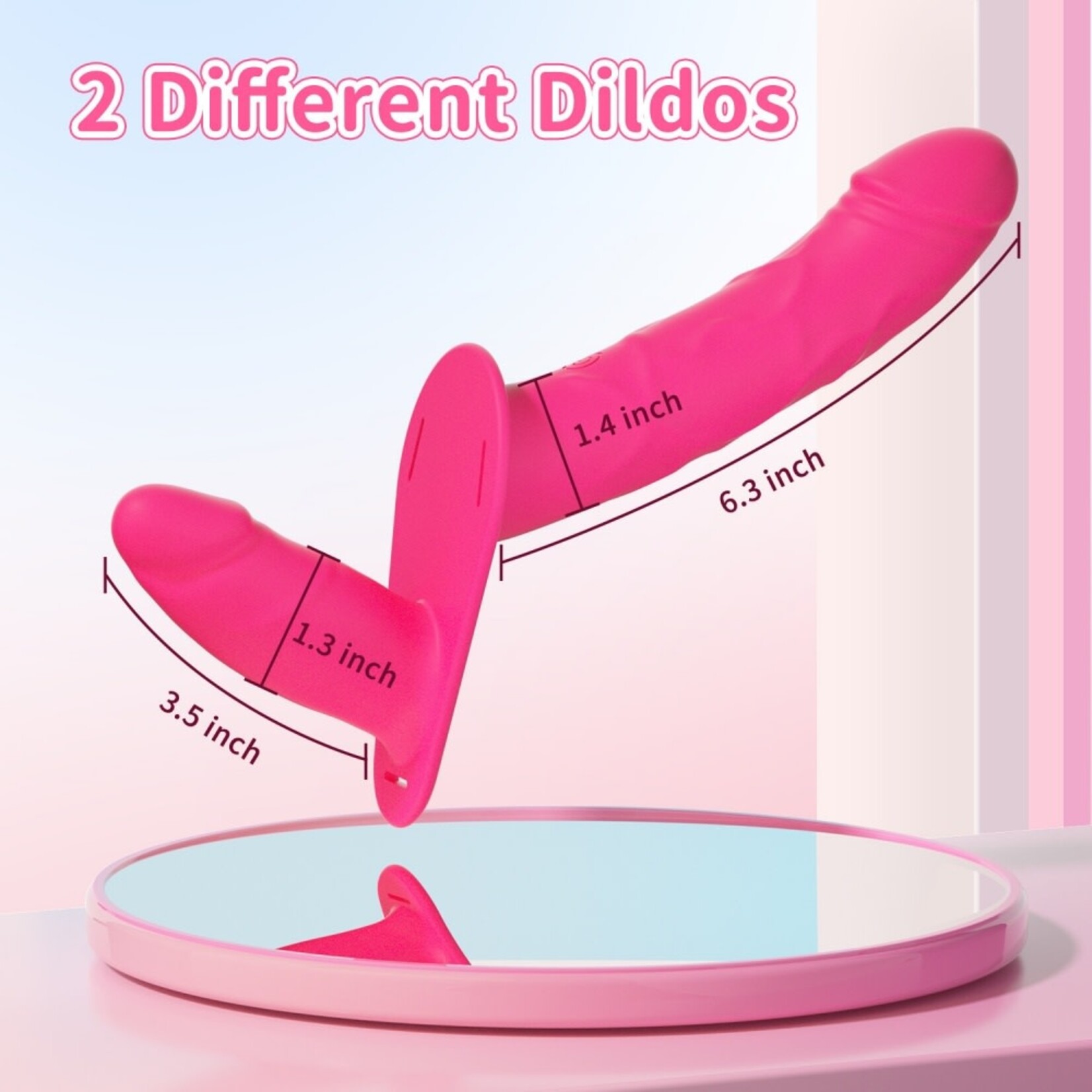 PASSION PLACE 10-MODE MAGENTA RECHARGEABLE WATERPROOF SILICONE STRAP-ON DOUBLE DILDO WITH REMOTE CONTROL