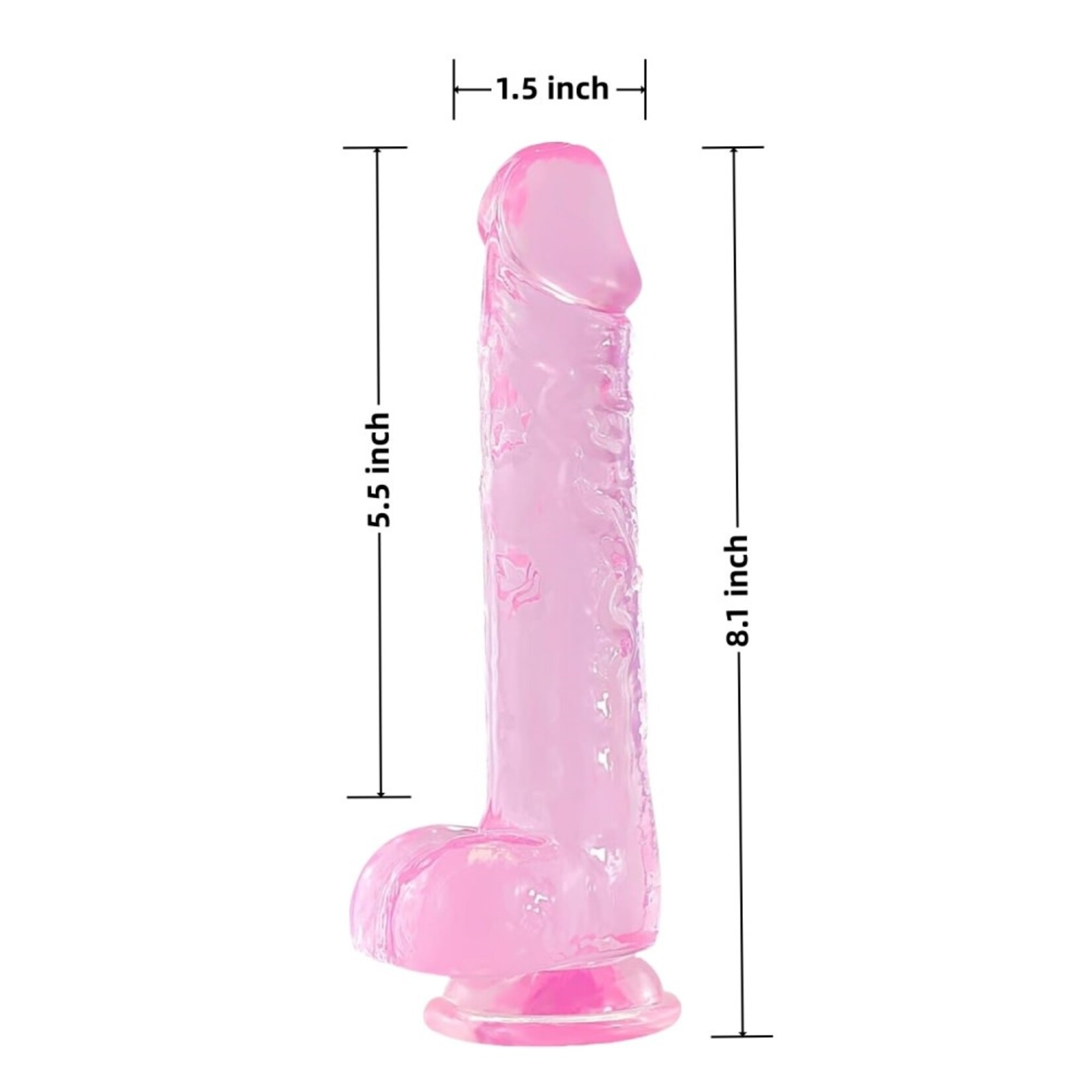 PASSION PLACE 8.08" CLEAR PINK BODY-SAFE TPE DILDO WITH STRONG SUCTION CUP