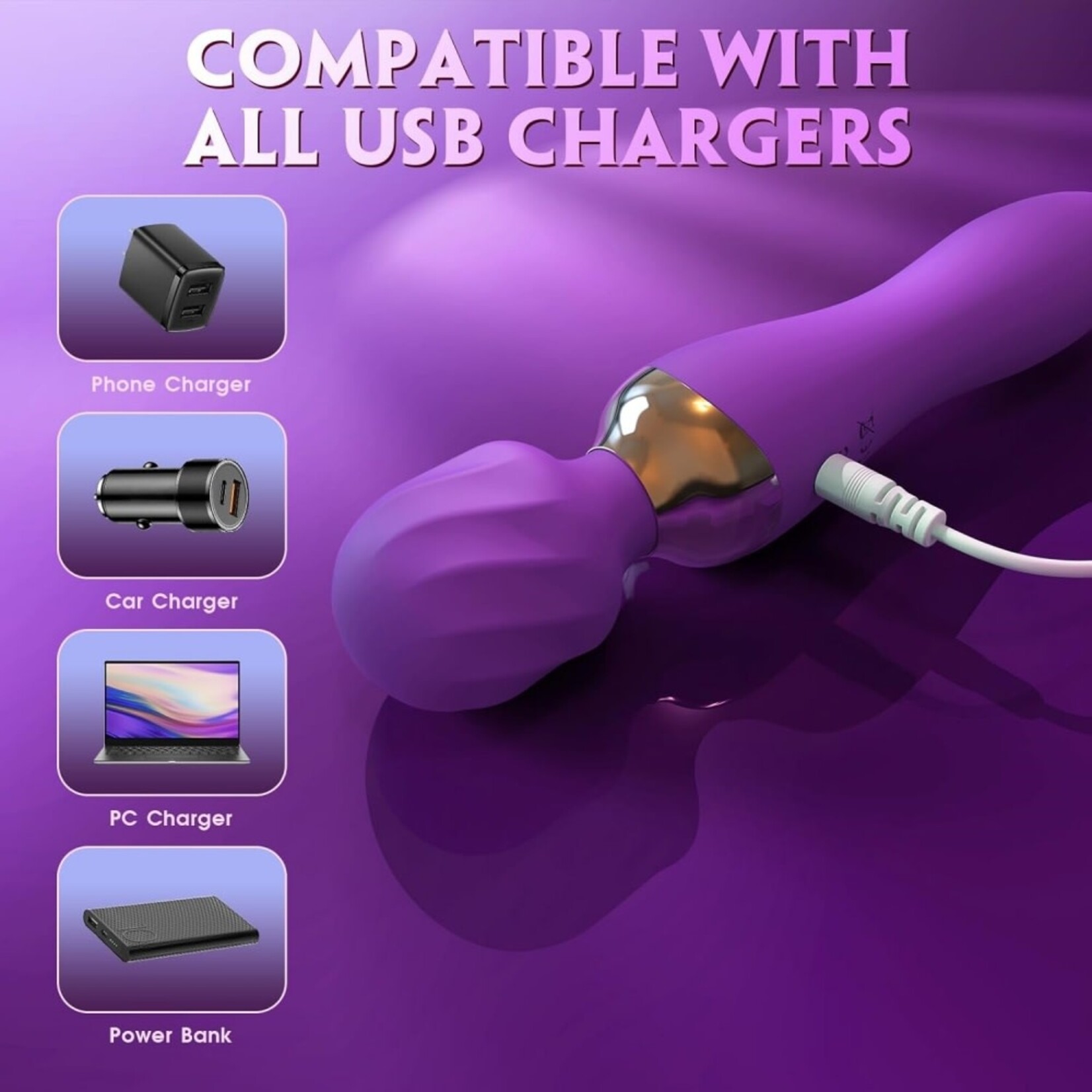 PASSION PLACE 7.88" 12-MODE PURPLE RECHARGEABLE WATERPROOF SILICONE VIBRATOR