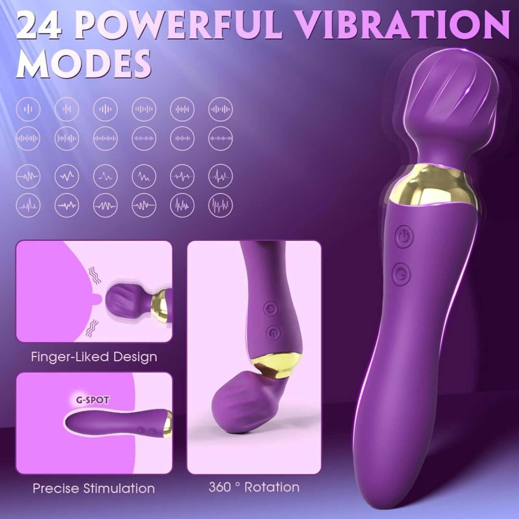 PASSION PLACE 7.88" 12-MODE PURPLE RECHARGEABLE WATERPROOF SILICONE VIBRATOR