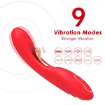 PASSION PLACE 9-MODE WATERPROOF RECHARGEABLE RED SILICONE VIBRATOR WITH TARGETED STIMULATING ARM