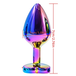 PASSION PLACE 2.76 INCH RAINBOW METAL BUTT PLUG WITH HEART-SHAPED BASE AND GIFT BOX