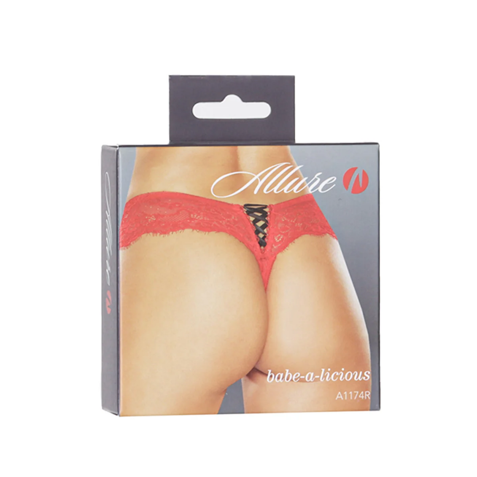 ALLURE ALLURE BABE-A-LICIOUS THONG - RED - ONE SIZE FITS MOST