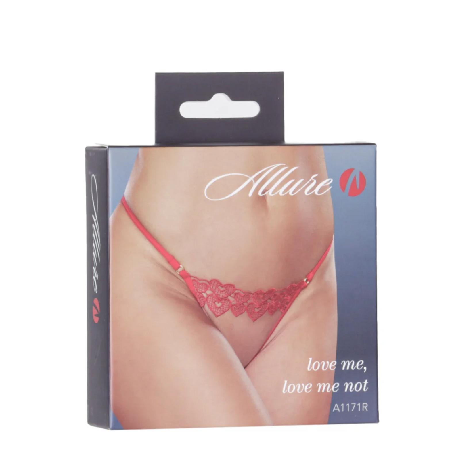 ALLURE ALLURE LOVE ME LOVE ME NOT THONG - RED - ONE SIZE FITS MOST
