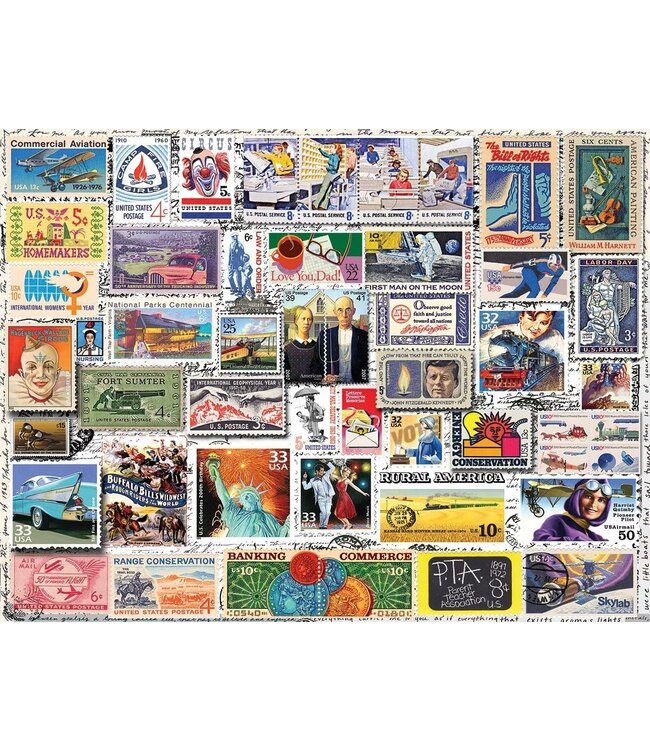 Puzzle: Classic Stamps - (550 Piece Jigsaw) - White Mountain Puzzles