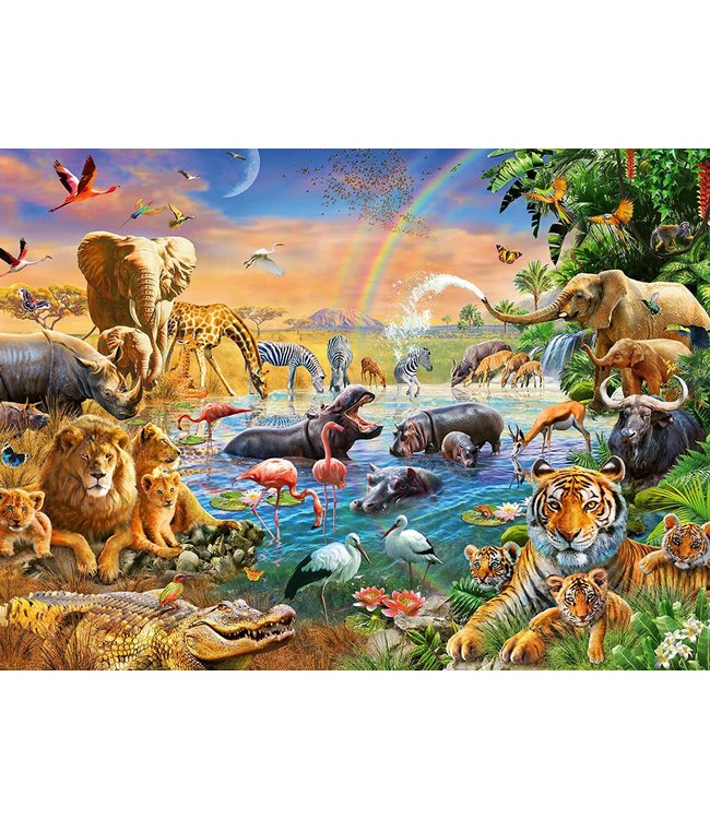 Puzzle: Savannah Jungle Waterhole (100 Piece) - Ravensburger
