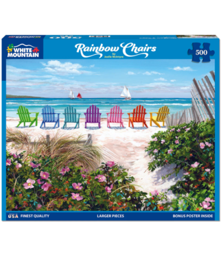 White Mountain Puzzles: Rainbow Chairs (500 Piece Jigsaw)