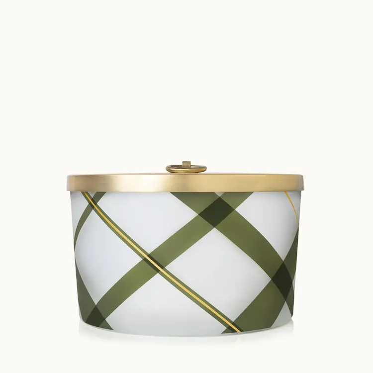 Thymes Frasier Fir / Frosted Plaid 3 Wick Candle