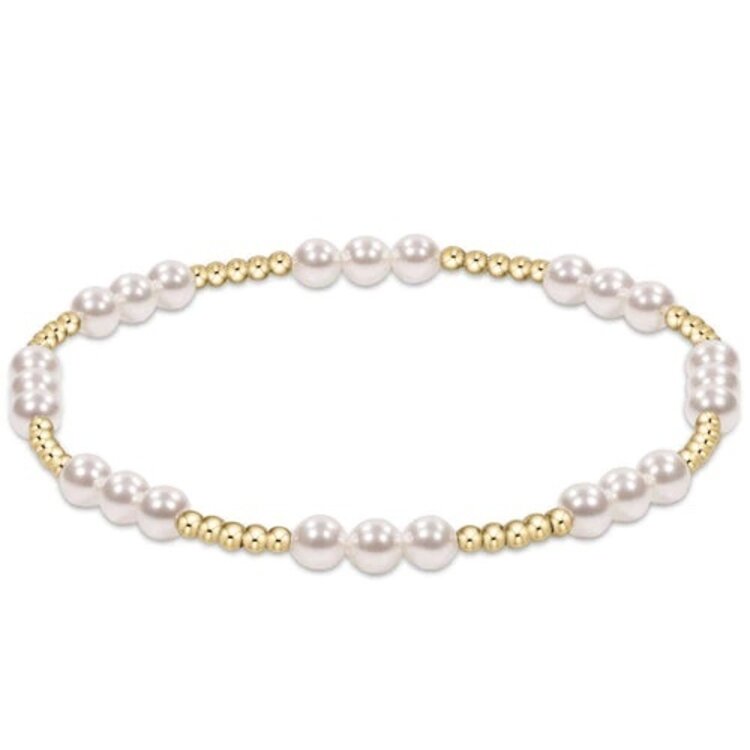 eNewton Classic Joy Pattern 4mm Bead Bracelet / Pearl