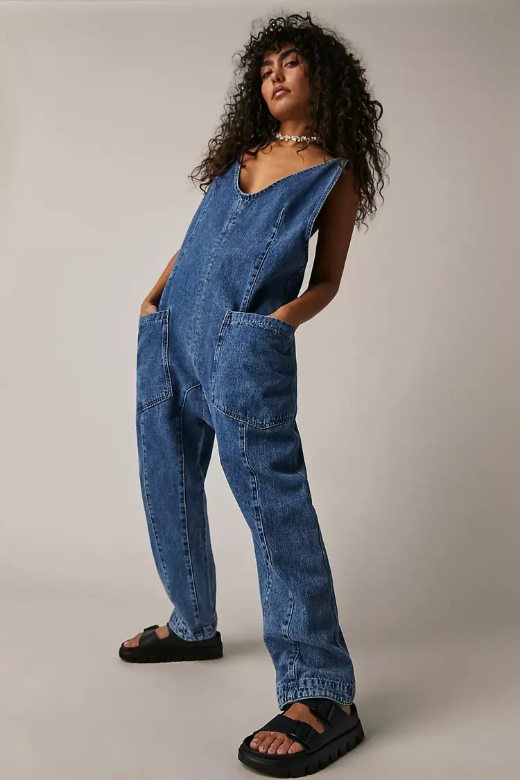 Free People High Roller Jumpsuit / Sapphire Blue