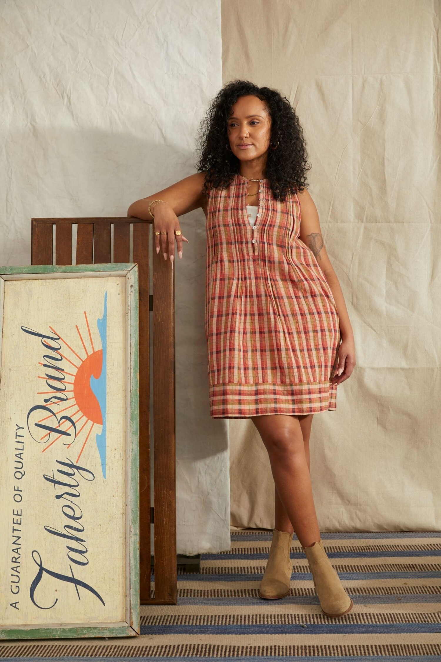 Faherty Isha Dress - Sunset Gingham - XS