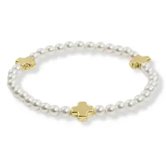enewton Signature Cross 4mm Pearl Bracelet - Gold main image 1