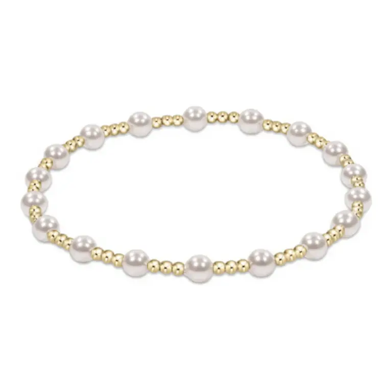 eNewton Classic Sincerity Pattern 4mm Bead Bracelet / Pearl