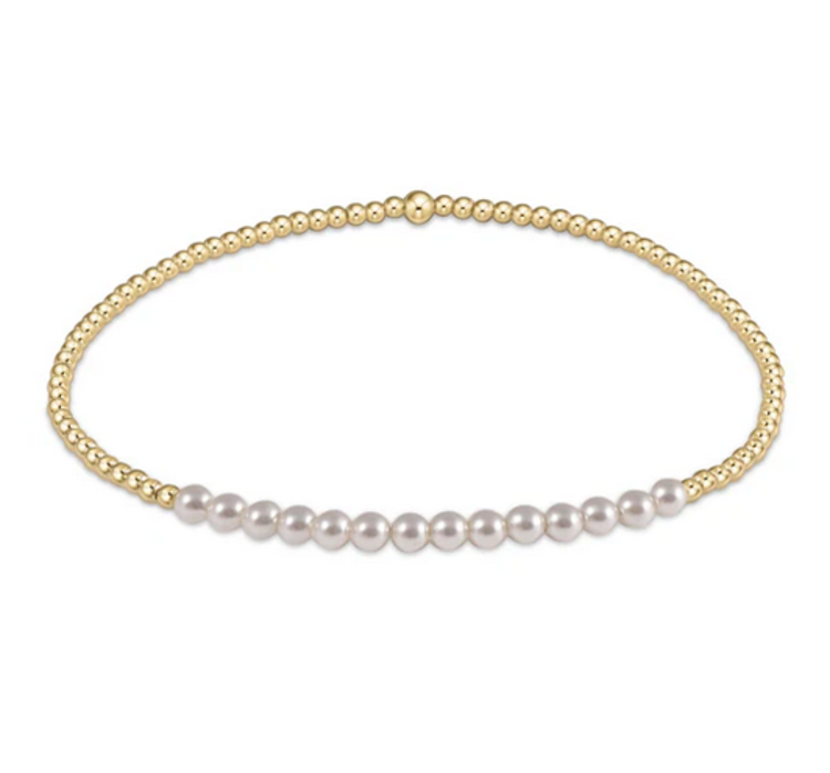 eNewton Gold Bliss 2mm Bead Bracelet / Pearl