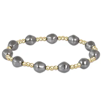 eNewton Admire Gold 3mm Bead Bracelet / Pearl Dark Grey