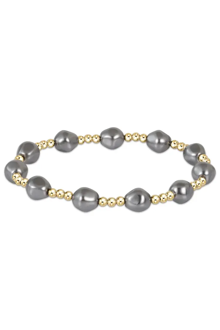 eNewton Admire Gold 3mm Bead Bracelet / Pearl Dark Grey