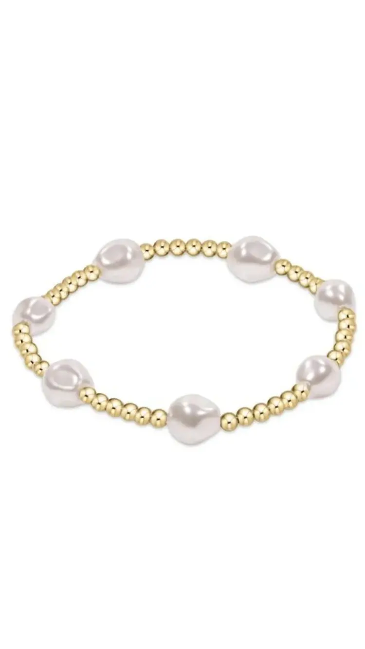 eNewton Admire Gold 3mm Bead Bracelet / Pearl