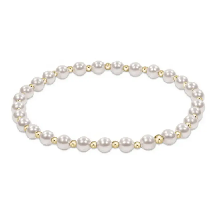 eNewton Classic Grateful Pattern 4mm Bead Bracelet / Pearl
