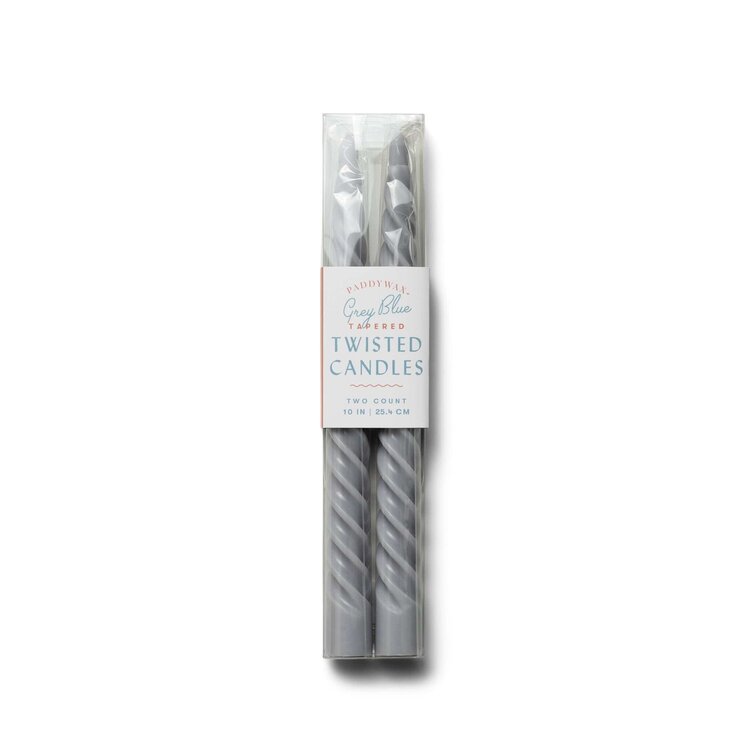 Paddywax Grey Blue Twisted Taper Candles