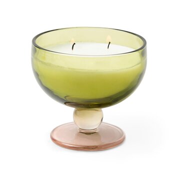 Paddywax Aura 6 oz Green & Blush Tinted Glass Goblet - Misted Lime