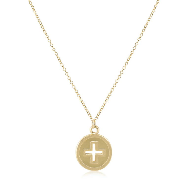 eNewton 16" Necklace Gold - Signature Cross Gold Disc