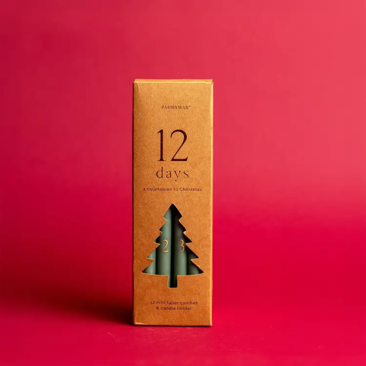 Paddywax Cypress + Fir Taper 12 Days of Christmas Countdown Candle Set