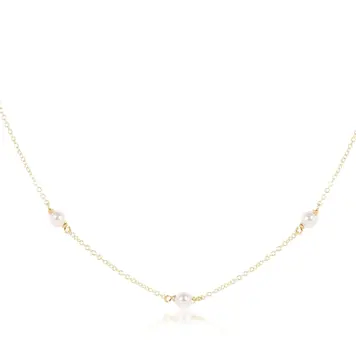 eNewton 15" Choker Simplicity Chain Gold - Pearl 4mm