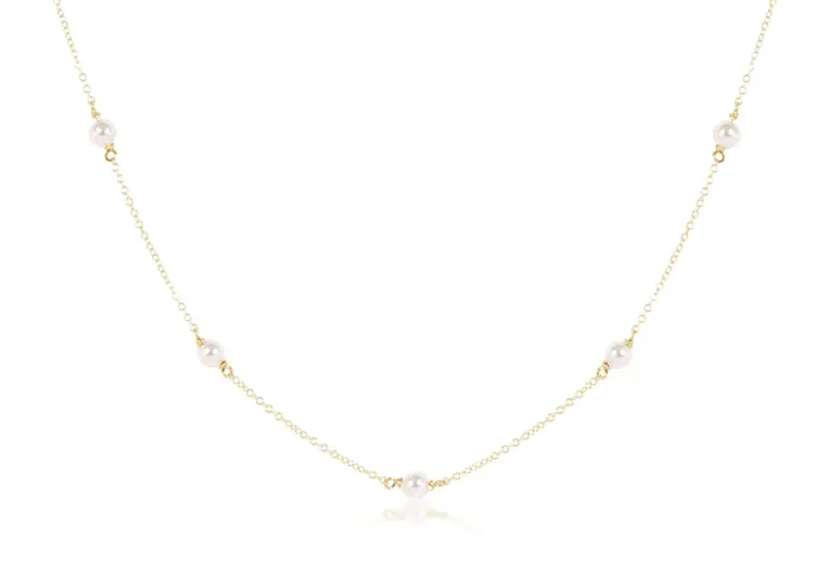 eNewton 15" Choker Simplicity Chain Gold - Pearl 4mm
