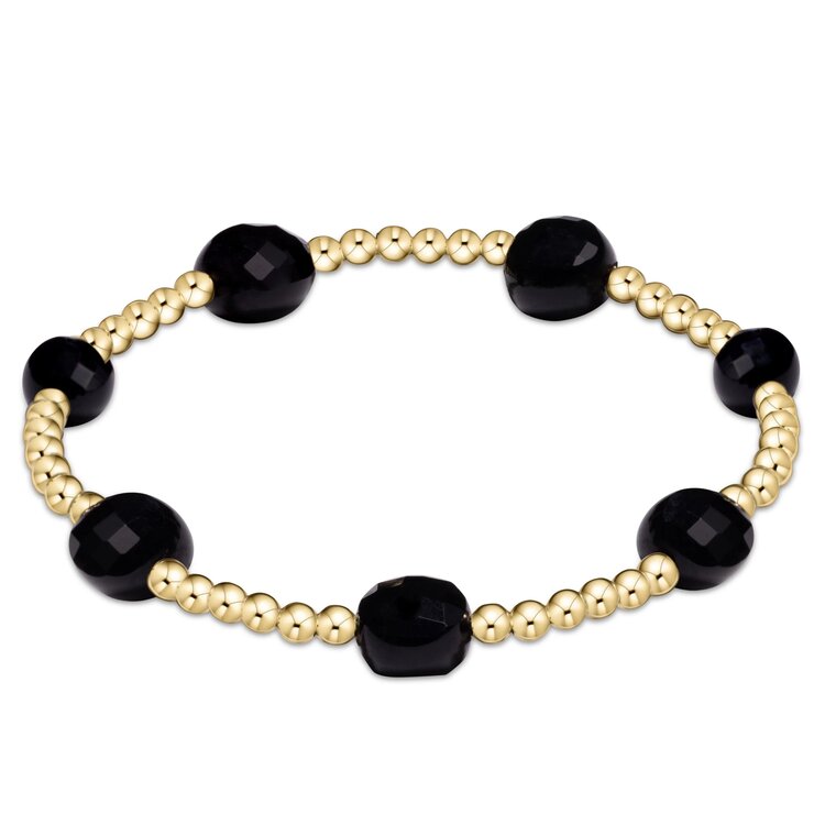 eNewton Admire Gold 3mm Bead Bracelet - Faceted Onyx
